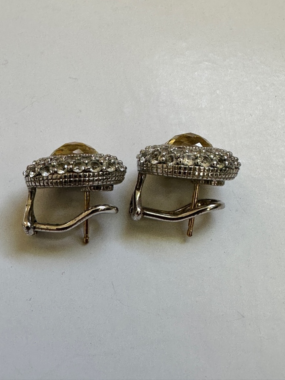 Judith Ripka Canary Crystal and Clear CZ Oval Clip-On Earrings TIMELESS STYLE - Picture 2 of 5